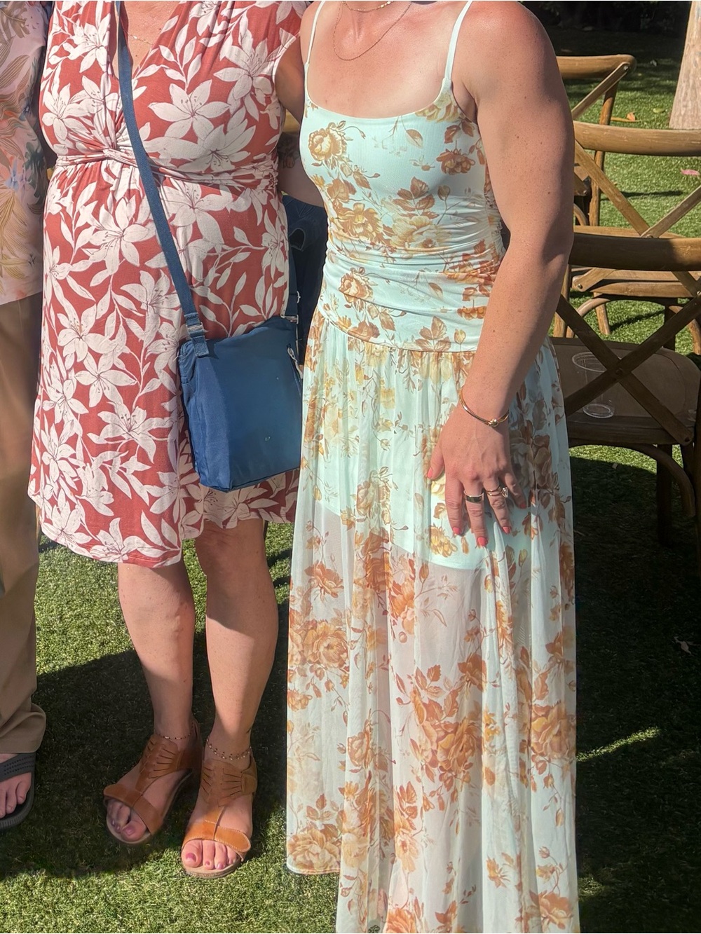 Abercrombie & Fitch Pale Blue and Gold Floral Maxi Dress - Picture 2 of 2